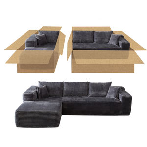 Günstiger Versand 107" L-förmiges Cloud Couch Set mit 2 Kissen Memory-Schaum Modulsofa Großhandel Komprimiertes Sofa-Set - Product Image 3