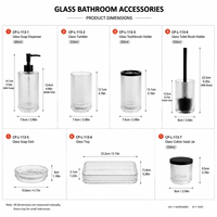 Ensemble de 3 distributeurs de savon en verre côtelé transparent, best-seller en gros, pour l'hôtellerie - Pompe noire mate en vrac