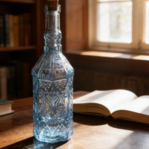 Bouteille en verre bleu vintage en relief, pot de rangement décoratif, adapté pour la maison, le bar, la cuisine, la décoration de mariage - Product Image 1