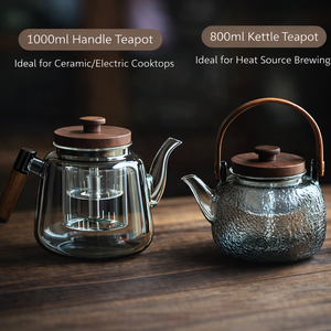 <span class=keywords><strong>Teiera</strong></span> in Vetro <span class=keywords><strong>con</strong></span> Manico, Resistente al Calore, Compatibile <span class=keywords><strong>con</strong></span> Piani Cottura Elettrici, Contenitore in Vetro per Alimenti - Product Image 2