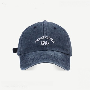 Gorra de Béisbol Azul Estilo Dad Hat, con Logotipo Personalizado, Lavada, con Letras Vintage Bordadas, de 6 Paneles, Sin Estructura, Desgastada - Product Image 5