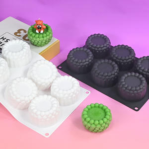 Molde <span class=keywords><strong>de</strong></span> silicona FCM para mousse, apto para horno, 4 pulgadas, forma irregular, herramientas para hornear chocolate, gelatina, pudín, con ranuras, flores, estrellas, DIY - Product Image 5