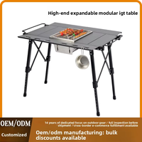 Table IGT réglable en hauteur pour le camping en plein air, table de pique-nique pliable multifonctionnelle en aluminium pour le camping, le barbecue, le jardin, les pique-niques et les voyages