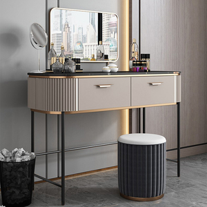 DT615-juegos de dormitorio, mesita de noche iluminada, con espejo y taburete - Product Image 2