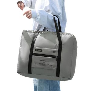 Travel Storage Bag Foldable Lightweight Gray Black Green Beige Trip Unisex Soft Handle - Product Image 5