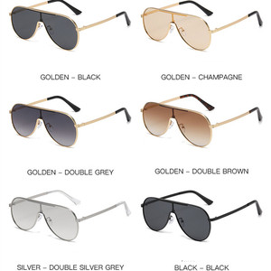 Lunettes de soleil pilote vintage 2026 avec logo personnalisé, monture large, verre monobloc, protection UV400, en métal, pour hommes et femmes - Product Image 6