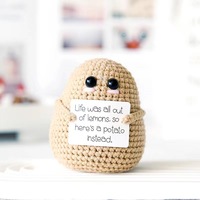 Boneka Kentang Rajut Wol Buatan Tangan, Boneka Kentang Lucu Berenergi Positif, Paket Hadiah Boneka Rajut, Boneka Tanaman Rajut Buatan Tangan