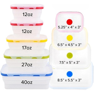 BPA Free Silicone <strong>Storage</strong> Boxes &amp; <strong>Bins</strong> Collapsible Food <strong>Storage</strong> Meal Prep Container with Microwave Safe <strong>Plastic</strong> Lid Lunch Box - Product Image 4