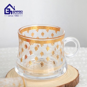 Juego de 6 Tazas de Té de Vidrio Estilo Árabe con Diseño de Calcomanía Dorada, Taza Elegante de Oriente Medio, Marruecos, Juego de Tazas de Té de Vidrio, Regalo Promocional - Product Image 2