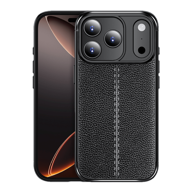Litchi Leather Style Back Cover Case for iPhone 17 Pro Max Soft TPU Shockproof Luxury Plain for iPhone 17 Air 16 Pro Max 15 Plus