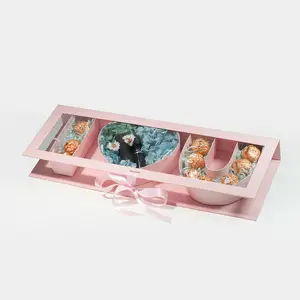 I love you pink gift box with window customized different font color gift box cosmetic jewelry wedding gift box