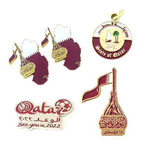 Custom national day souvenir regalo spilla in metallo smalto morbido emblema del paese pin qatar