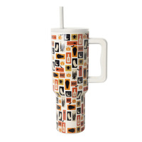 Vaso de 40 oz con asa, impresión 3D creativa, con pajita, libre de BPA, vaso de acero inoxidable de 40 oz, taza de acero inoxidable de 40 oz