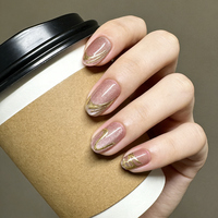 Faux ongles de luxe français en acrylique à paillettes d'amande, réutilisables, avec colle, pour salon et usage quotidien
