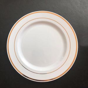 Xueli Premium oro <span class=keywords><strong>usa</strong></span> <span class=keywords><strong>e</strong></span> <span class=keywords><strong>getta</strong></span> piatti di plastica cena Dessert piatti piatto d'oro bordo nozze rotonda ciotola cinese - Product Image 4