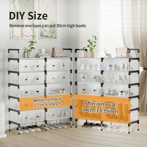 New Design 2 Row 6-Layer Dustproof Shoe Rack Large Capacity 20-28 Pairs Shoes <strong>Boot</strong> Metal Shoe Rack <strong>Stand</strong> for Entryway,Bedroom - Product Image 2