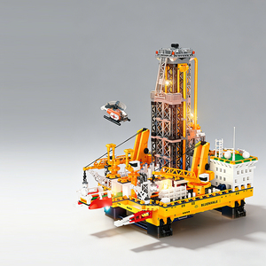 JJ9135 la Baleine Bleue 1 Plateforme de Forage Semi-submersible Ensemble de Jouets de Construction de Pipeline Pétrolier Offshore - Product Image 1
