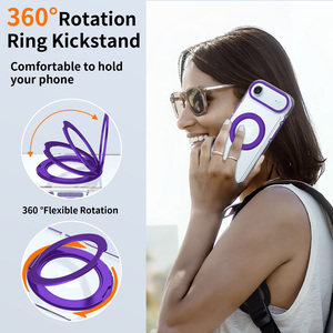 <span class=keywords><strong>Precio</strong></span> <span class=keywords><strong>de</strong></span> Fábrica 360 °   Funda para Teléfono con Anillo Magnético Giratorio, Marco Metálico Morado para Lente, Transparente, Antigolpes, Personalizada - Product Image 6