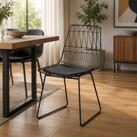 Chaise de salle à manger moderne avec structure métallique, style nordique minimaliste, coussin Bertoia, chaise en fil métallique pour cuisine, salle à manger, café