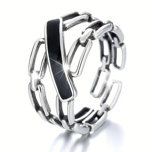 Anello Geometrico A109 in Onice Nero con Fissaggio a Tensione, Gioiello Unisex da Regalo - Product Image 6