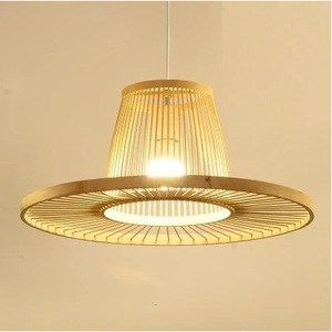 โคมไฟระย้าไม้ไผ่สไตล์ญี่ปุ่นทรงกลม E27 LED หัวเดียว สำหรับบ้าน ห้องน้ำชา ร้านอาหาร บาร์ - Product Image 4