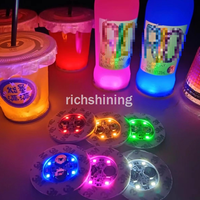 Sous-verres lumineux LED personnalisés avec logo de marque DY, imprimés en 1 couleur, en ABS+mousse, 6 cm, écologiques, pour toutes les fêtes