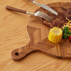 Tabla de <span class=keywords><strong>Cortar</strong></span> Redonda de Madera de Acacia, Tabla de <span class=keywords><strong>Cortar</strong></span> para Pizza, <span class=keywords><strong>Pan</strong></span> y Carne con Mango, Tabla de <span class=keywords><strong>Cortar</strong></span> de Madera, Venta al por Mayor - Product Image 5