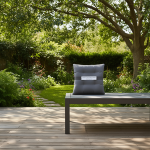 Cuscino da Esterno in Tessuto Grigio 60x60x12 cm Quadrato Resistente all'Acqua Trapuntato per Tutte le Stagioni - Product Image 2