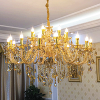 Lámpara de Araña de Cristal con Marco de Hierro Estilo Europeo para Sala de Estar, 6/8 Cabezas, Luz LED Blanca Neutra, Fácil Instalación, 2 Años de Garantía