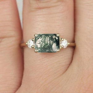 Vente en gros de bagues de joaillerie fine, bagues de fiançailles en pierre d'agate mousse, diamant cultivé en laboratoire, pour femmes et filles au meilleur prix - Product Image 3