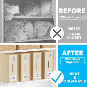 Lot de 4 boîtes de rangement en tissu personnalisées pour taies d'oreiller, organiseur de literie, organiseur pliable pour draps de lit et placards en lin - Product Image 2