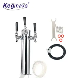 Kegmaxs Triple Tap Faucet Stainless Steel Draft Beer Tower 3-Inches Column - 3 Faucets For Homebrew