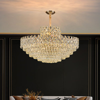 Lustre moderne de luxe en cristal doré, style français, éclairage LED tricolore pour villa et maison