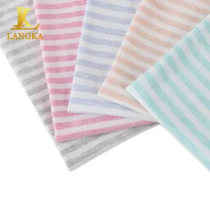 Langka 100% algodão fio tingido listrado bebês roupas interlock malha crianças pijamas sleepwear tecido anti bacteriana