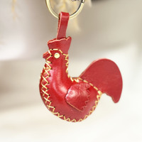 Porte-clés hibou en cuir véritable fait main, motif 3D pressé, breloque de sac, pendentif animal oiseau pour ornement de sac à main, souvenir, cadeau