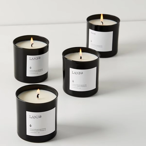 Velas Aromáticas Artesanales LANJO en Frascos de Vidrio Negro Mate con Etiqueta de Diseño Impreso, Caja de Regalo Navideña de Lujo - Product Image 2