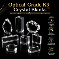 Bloc de cristal K9 poli sans bulles HBL 505080, sans décoloration, pour gravure laser personnalisée, souvenirs d'entreprise, cadeaux