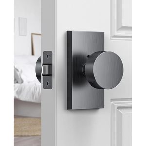 Calzibeno Satin Chrome Door Knob Steel Gray Modern Design Privacy Interior Handle For Bedroom Bathroom Sturdy - Product Image 1