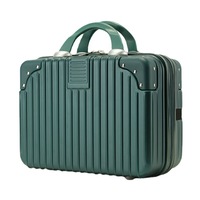 Valise de voyage portable en ABS PC rigide de 14 pouces, fermeture éclair, étui à maquillage tendance, personnalisable
