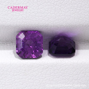 Cadermay Cultivated Sapphire Loose Stone Square Violet Color Synthetic Gemstone For Jewelry Making - Product Image 1
