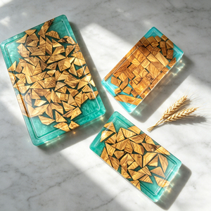 Lot <span class=keywords><strong>de</strong></span> 500 planches à découper en bois d'olivier et résine époxy, faites à la main, pour la cuisine, bois et résine époxy - Product Image 2