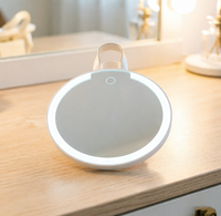 Miroir de maquillage de poche portable à LED, double grossissement 1x, finition chromée, rechargeable, design pliable, mini boîte cosmétique de voyage en plastique