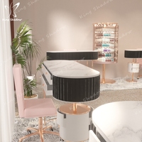 Ensemble de meubles de salon de manucure moderne de luxe bureau de manucure avec table et chaise de support en fer différentes couleurs pour l'art des ongles