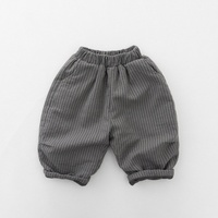 Pantaloni Invernali per Bambini Unisex in Cotone Caldo con Righe Verticali e Fodera in Pile, Modello Larghi a Lanterna