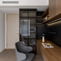 Étagère à livres en bois minimaliste de luxe haut de gamme et bureau long intégré pour bureau à domicile moderne, chambre à coucher, salle d'étude