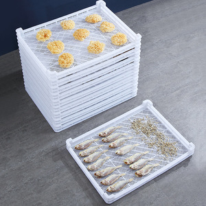 Bandejas de secado de plástico dobles para ovejas, 80x60x7.5cm, malla de PP blanca para secar y almacenar hierbas, frutas y pescado - Product Image 1