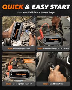 WOLFBOX 2000A 44.4Wh 45W 12V Arrancador de Coches Portátil con Pantalla LED para Motores de 7L/6L Negro/Gris - Product Image 5