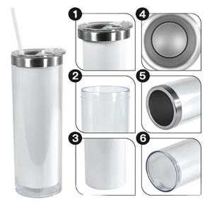 Vaso de 20oz para Sublimación, Interior de Acero Inoxidable, Exterior de Plástico, Doble Pared, con Diseño de Globo de Nieve, Recto, con Purpurina, para Refrescos, Cerveza, Café - Product Image 3