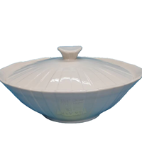 Bols à soupe en porcelaine blanche gaufrée avec couvercle, résistants à la chaleur, en céramique, pour la maison, la cuisine, ou comme cadeau