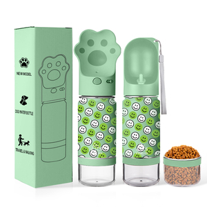 2 في 1 14 أونصة 18 أونصة زجاجة مياه مضادة للتسرب مصنوعة من الستانليس ستيل للسفر للأماكن الخارجية مزودة بأوعية قابلة للفصل ومواد لإطعام الحيوانات الأليفة - Product Image 2